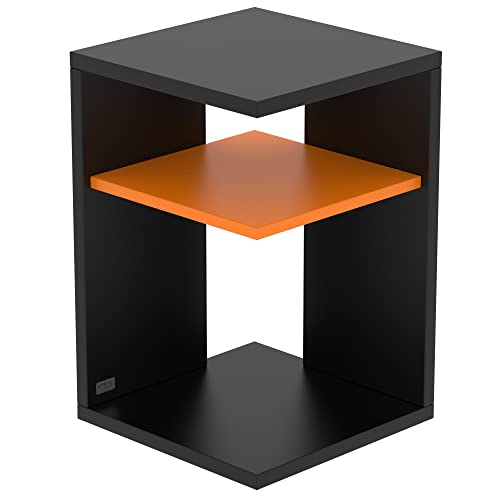 AUPROTEC Exclusiv Beistelltisch Prisma 40 x 40cm H: 60cm schwarz Holz I Ideal als Couchtisch, Regal, Nachttisch, Sofatisch oder Side Table I Mit Einlegeboden Orange von AUPROTEC