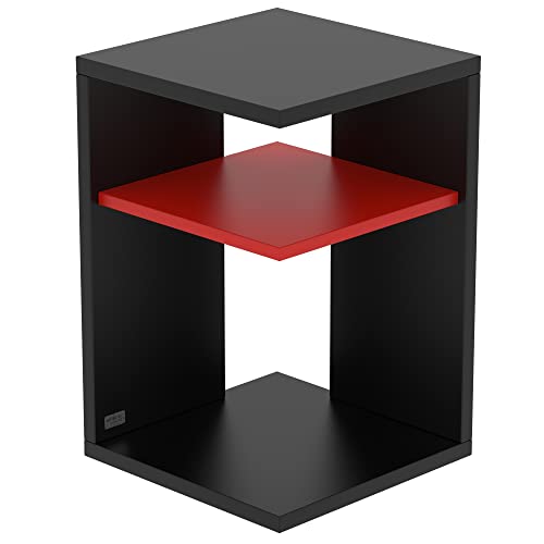 AUPROTEC Exclusiv Beistelltisch Prisma 40 x 40cm H: 60cm schwarz Holz I Ideal als Couchtisch, Regal, Nachttisch, Sofatisch oder Side Table I Mit Einlegeboden Rot von AUPROTEC