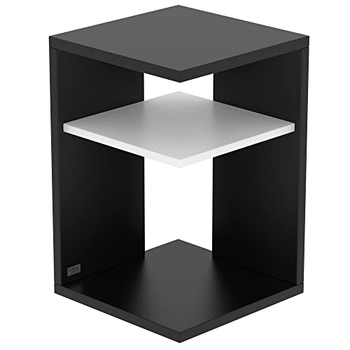 AUPROTEC Exclusiv Beistelltisch Prisma 40 x 40cm H: 60cm schwarz Holz I Ideal als Couchtisch, Regal, Nachttisch, Sofatisch oder Side Table I Mit Einlegeboden Weiß von AUPROTEC