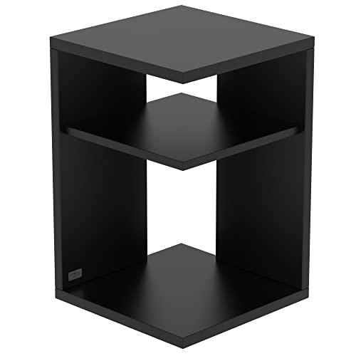 AUPROTEC Exclusiv Beistelltisch Prisma 40 x 40cm H: 60cm schwarz Holz I Ideal als Couchtisch, Regal, Nachttisch, Sofatisch oder Side Table I Mit Einlegeboden von AUPROTEC