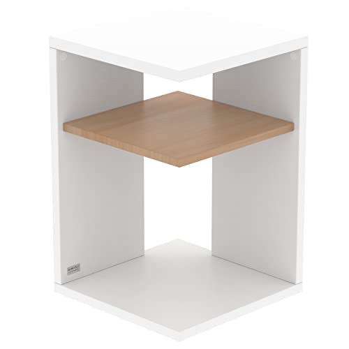 AUPROTEC Exclusiv Beistelltisch Prisma 40 x 40cm H: 60cm weiß Holz I Ideal als Couchtisch, Regal, Nachttisch, Sofatisch oder Side Table I Mit Einlegeboden Buche von AUPROTEC