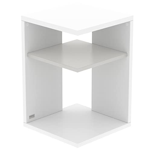 AUPROTEC Exclusiv Beistelltisch Prisma 40 x 40cm H: 60cm weiß Holz I Ideal als Couchtisch, Regal, Nachttisch, Sofatisch oder Side Table I Mit Einlegeboden Grau von AUPROTEC