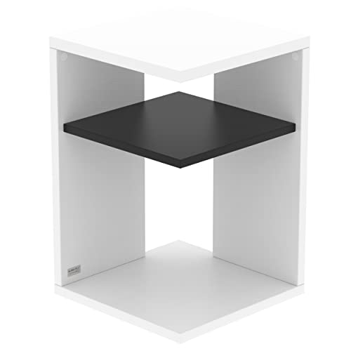 AUPROTEC Exclusiv Beistelltisch Prisma 40 x 40cm H: 60cm weiß Holz I Ideal als Couchtisch, Regal, Nachttisch, Sofatisch oder Side Table I Mit Einlegeboden Schwarz von AUPROTEC