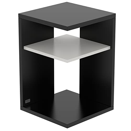 AUPROTEC Exclusiv Beistelltisch Prisma 40 x 40cm H: 60cm schwarz Holz I Ideal als Couchtisch, Regal, Nachttisch, Sofatisch oder Side Table I Mit Einlegeboden Grau von AUPROTEC