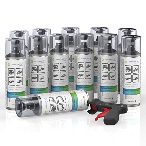 AUPROTEC Lackspray AUPROPAINT MAT schwarz matt Sprühlack Auto Lack Spray 12x 400ml + 1x Original Pistolengriff von AUPROTEC