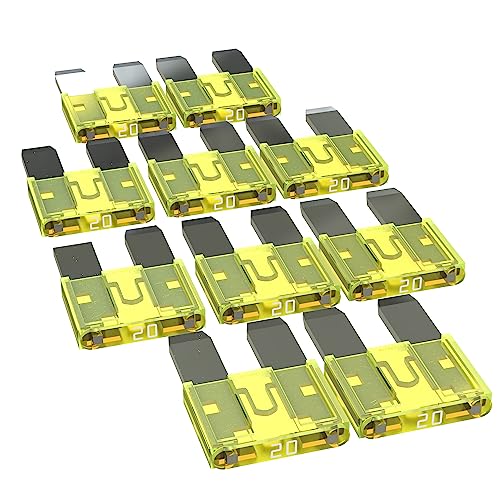 AUPROTEC Mini Flachstecksicherung 2A - 30A Stecksicherung Schmelzsicherung Auswahl: 20A Ampere gelb, 10 Stück von AUPROTEC