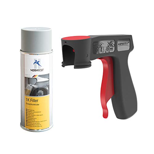 AUPROTEC Pistolengriff + Normfest 1K Dickschichtfüller Multi Filler Lack Füller Grundierung Primer Füllspray 1x 400ml von AUPROTEC