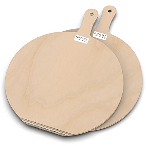 AUPROTEC Pizzaschaufel Holz Pizzaschieber Pizzabrett Birke geschliffen Modell Hendrik: 2er Set, Größe XL 41 cm von AUPROTEC