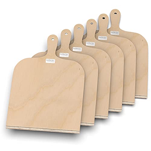 AUPROTEC Pizzaschaufel Holz Pizzaschieber Pizzabrett Birke geschliffen Modell Yves: 6er Set, Größe S 26 x 20 cm von AUPROTEC