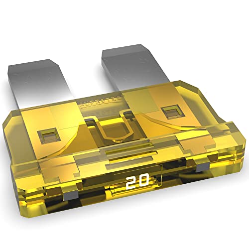 AUPROTEC Standard ATO Flachstecksicherung 1A - 40A Stecksicherung Schmelzsicherung Auswahl: 20A Ampere gelb, 25 Stück von AUPROTEC