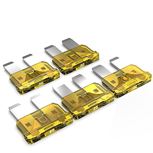 AUPROTEC Standard ATO Flachstecksicherung 1A - 40A Stecksicherung Schmelzsicherung Auswahl: 20A Ampere gelb, 5 Stück von AUPROTEC