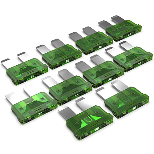 AUPROTEC Standard ATO Flachstecksicherung 1A - 40A Stecksicherung Schmelzsicherung Auswahl: 30A Ampere grün, 10 Stück von AUPROTEC