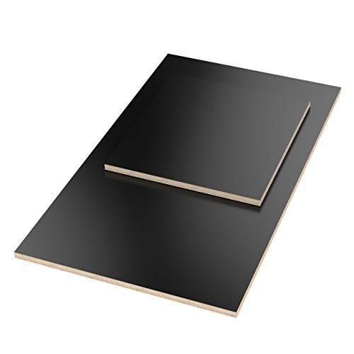 AUPROTEC Tischplatte 12mm schwarz 600 mm x 400 mm rechteckige Multiplexplatte melaminbeschichtet von 40cm-200cm auswählbar Birken-Sperrholzplatten Massiv Holz Industriequalität Auswahl: 60x40 cm von AUPROTEC