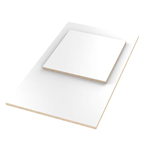 AUPROTEC Tischplatte 12mm weiß 900 mm x 800 mm rechteckige Multiplexplatte melaminbeschichtet von 40cm-200cm auswählbar Birken-Sperrholzplatten Massiv Holz Industriequalität Auswahl: 90x80 cm von AUPROTEC