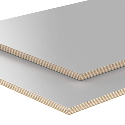 AUPROTEC Tischplatte 18mm grau 1100 mm x 1000 mm rechteckige Multiplexplatte melaminbeschichtet von 40cm-200cm auswählbar Birken-Sperrholzplatten Massiv Holz Industriequalität Auswahl: 110x100 cm von AUPROTEC