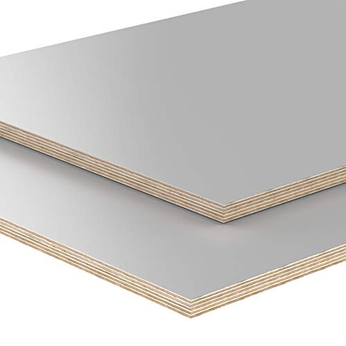AUPROTEC Tischplatte 18mm grau 1600 mm x 500 mm rechteckige Multiplexplatte melaminbeschichtet von 40cm-200cm auswählbar Birken-Sperrholzplatten Massiv Holz Industriequalität Auswahl: 160x50 cm von AUPROTEC