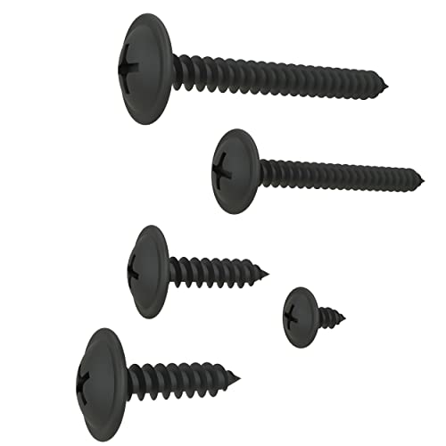 Blechschrauben Flachkopf mit Scheibe Kreuzschlitz schwarz verzinkt Auswahl: 4,8 x 38 mm, 20 Stück von AUPROTEC