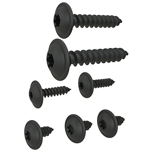 Blechschrauben Flachkopf mit Scheibe TORX schwarz verzinkt DIN 7049 Auswahl: 4,8 x 16 mm, 50 Stück von AUPROTEC