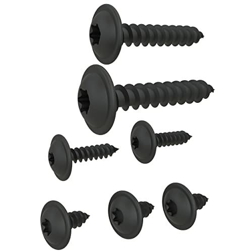 Blechschrauben Flachkopf mit Scheibe TORX schwarz verzinkt DIN 7049 Auswahl: 4,8 x 22 mm, 100 Stück von AUPROTEC