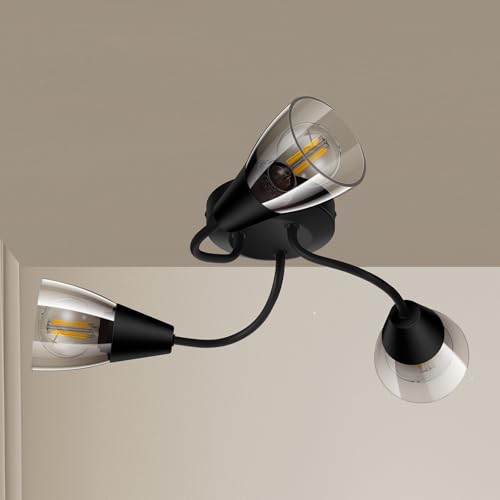 Deckenlampe Deckenspots Deckenstrahler,LED Deckenleuchte E14 3 Schwarzer Glaslampenschirm Küchenlampe Wohnzimmer,Flurlampe Hanging Light Ceiling Modern für Flur,Küche,Schlafzimmer(ohne leuchtmittel) Deckenlampe Deckenspots Deckenstrahler,LED Deckenleuchte E14 3 Schwarzer Glaslampenschirm Küchenlampe Wohnzimmer,Flurlampe Hanging Light Ceiling Modern für Flur,Küche,Schlafzimmer(ohne leuchtmittel) von AUQUEE