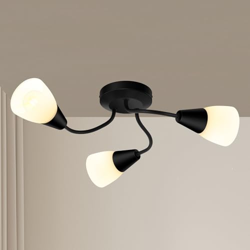 Deckenlampe Deckenspots Deckenstrahler,LED Deckenleuchte E14 3 Weißer Glaslampenschirm Küchenlampe Wohnzimmer,Flurlampe Hanging Light Ceiling Modern für Flur, Küche,Schlafzimmer.(ohne leuchtmittel) von AUQUEE
