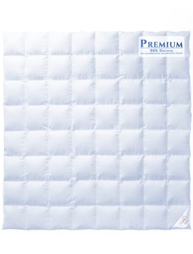 Aura® Luxus Daunendecke 200 x 200 cm warm | Premium 90% weißen Daunen, ungarische Klasse I | Oeko-TEX Standard 100 allergikergeeignet Winterdecken Bettdecken von AURA DOWN BEDDING