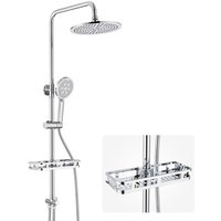 AURALUM MAX 2-Funktionen Edelstahl Duschsystem mit 4-Modi-Handbrause, runder Kopfbrause, Regal und Höhenverstellbar Duschstange AURALUM MAX 2-Funktionen Edelstahl Duschsystem mit 4-Modi-Handbrause, runder Kopfbrause, Regal und Höhenverstellbar Duschstange von AURALUM MAX