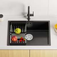 Edelstahl Küchenspüle 60 x 44 cm Einbauspüle, Küchenspülbecken für ab 65 cm Unterschrank, Edelstahlspüle, inkl. Abtropfkorb, Anthrazit Edelstahl Küchenspüle 60 x 44 cm Einbauspüle, Küchenspülbecken für ab 65 cm Unterschrank, Edelstahlspüle, inkl. Abtropfkorb, Anthrazit von AURALUM MAX