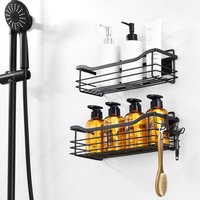[NEUWERTIG] Duschablage ohne Bohren, 2 Stück Badezimmerregal mit 2 Multifunktionshaken, rostfrei Duschregal für Shampoo und Duschgel, 2 von AURALUM MAX