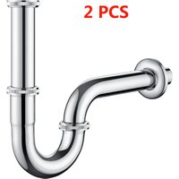 Auralum - 2 pcs Siphon Waschbecken - Universal Syphon Badezimmer Waschbecken 1 1/4 x 32 mm, Edelstahl Abflussrohr für Bad und Küchenspüle von AURALUM