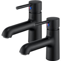 Auralum - 2pcs Waschtischarmatur Wasserhahn Bad Einhebel Waschtischbatterie Schwarze Armatur für Waschbecken, für Badezimmer von AURALUM