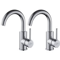2 Stück Wasserhahn Bad 360 Grad drehbar U-Form Waschtischarmatur Waschbecken Mischbatterie Modern Chrom Badarmaturen Waschtischarmatur Einhandmischer von LONHEO
