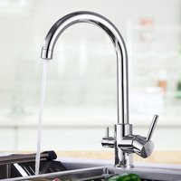 Auralum - 3 Wege Wasserhahn Küche, 360°drehbar Küchenarmatur Spültischarmatur für Wasserfilter, Trinkwasserhahn mit 2 Hebel, Chrom von AURALUM