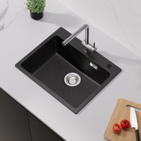 Auralum - 55 cm x 45 cm Granit-Verbundspülbecken Spülbecken, Küchenspüle für ab 60er-Unterschrank Waschbecken aus Granit von AURALUM