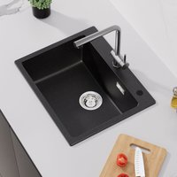 55 cm x 45 cm Granit-Verbundspülbecken Spülbecken, Küchenspüle für ab 60er-Unterschrank Waschbecken aus Granit von AURALUM