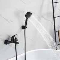 Auralum - Badewannenarmatur mit Handbrause 5 Funktionen Schwarz, Badewannen Amaturen mit Multifunktions-Handbrause für Badewanne und Badzimmer von AURALUM