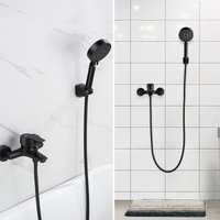 Badewannenarmatur mit Multifunktions-Handbrause Schwarz Matt Badewannen Armaturen Mischbatterie Set mit 5 Strahlarten Handbrause für Badewanne und von AURALUM