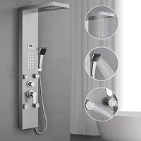 Auralum Duschpaneel-System Edelstahl Duschpaneel mit 4 Massagedüsen, Regendusche, Handbrause, Duschsystem Dusche Duschsäule Duschset von AURALUM
