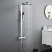 Auralum Duschsaule mit Thermostat mit Mischbatterie Quadratisches Duschsystem Hohenverstellbar Zwei Strahlarten zur Auswahl von CECIPA MAX