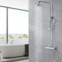 Duschset Duschsystem Bad Regendusche mit Thermostat Duschset Duschsäule Duschsystem Duscharmatur Kopfbrause mit Handbrause Set für Badezimmer von AURALUM