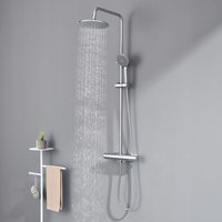 Duschset Duschsystem Bad Regendusche mit Thermostat Duschset Duschsäule Duschsystem Duscharmatur Kopfbrause mit Handbrause Set für Badezimmer von AURALUM