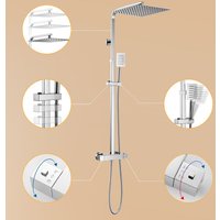 Duschsystem mit Thermostat Duschset Thermostatmischer Duscharmatur Regendusche,Duschsäule Chrome Hydromassage-Duschsäule 12 Kopfdusche von AURALUM