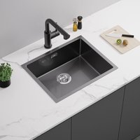 Auralum Max - Auralum Edelstahl Küchenspüle 55 x 44 cm Spülbecken Küche, für Edelstahlspüle ab 60er-Schrank, Flächenbündig, Unterbau oder Einbau, von AURALUM MAX