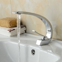 Auralum - Einhebelmischer Design Waschtischarmatur Wasserhahn Chrom Bad Armatur Mischbatterie Waschbeckenarmatur für Badezimmer Waschbecken von AURALUM