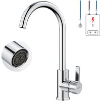 Auralum - Niederdruck Wasserhahn Küche Armatur aus Messing, 360° Schwenkbar Küche Mischbatterie Einhebelmischer für Kaltwasser und einen Wasserboiler von AURALUM