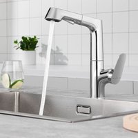 Auralum - Hochdruck Küchenarmatur Ausziehbar, Wasserhahn Küche mit zwei Wasserstrahlarten Brause, 360° Schwenkbar Einhebel Spültischarmatur von AURALUM