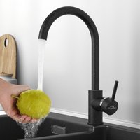 Auralum - Küchenarmatur Messing 360° Drehbar Hochdruck Wasserhahn Küchen mit Abnehmbarem Perlator,Schwarz Marmorstreifen von AURALUM