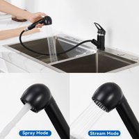 Auralum - Küchenarmatur ausziehbare mit 2 Strahlarten Schwarz, 360° Drehbar Wasserhahn Küche ausziehbar bis 60cm, Spültischarmatur mit Abnehmbarer von AURALUM