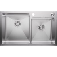 Auralum Rechteckige Küchenspüle 75 x 45 x 19 cm, 2 Becken Edelstahl Einbau Spülbecken inkl. Ablaufgarnitur und 300ml Seifenspender, Chrom von AURALUM MAX