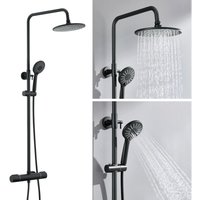 Thermostat Duschset Duschsystem Bad Regendusche Duschsäule Duscharmatur Kopfbrause mit Handbrause Set für Badezimmer, Schwarz - Auralum Thermostat Duschset Duschsystem Bad Regendusche Duschsäule Duscharmatur Kopfbrause mit Handbrause Set für Badezimmer, Schwarz - Auralum von AURALUM